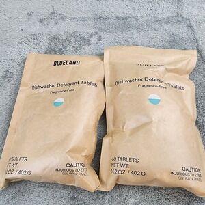 2 PACK of  Blueland Dishwasher Refills 60 Tablets Each Bag Fragrance Free